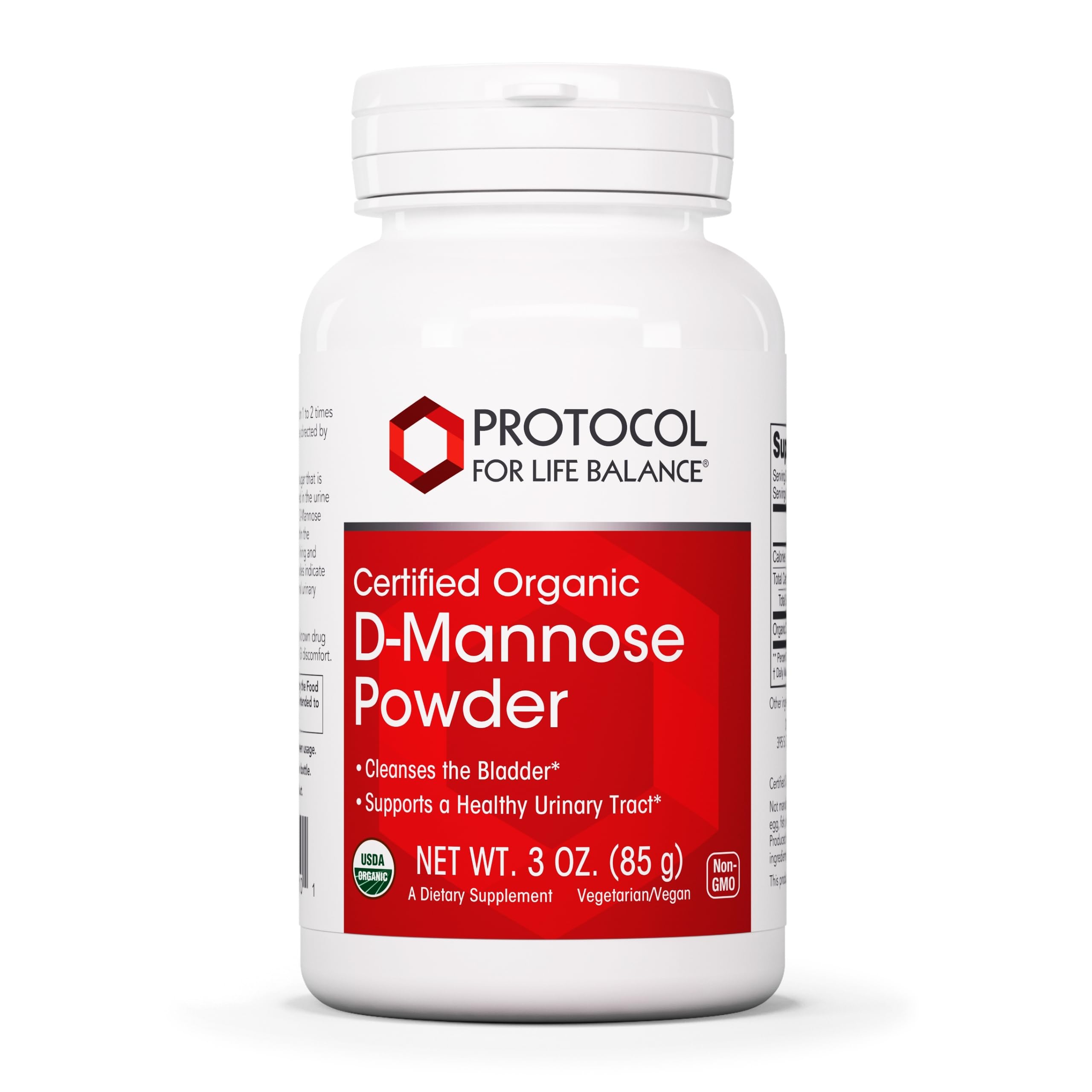 Botella de PROTOCOL FOR LIFE BALANCE D-Mannose en polvo para apoyo urinario