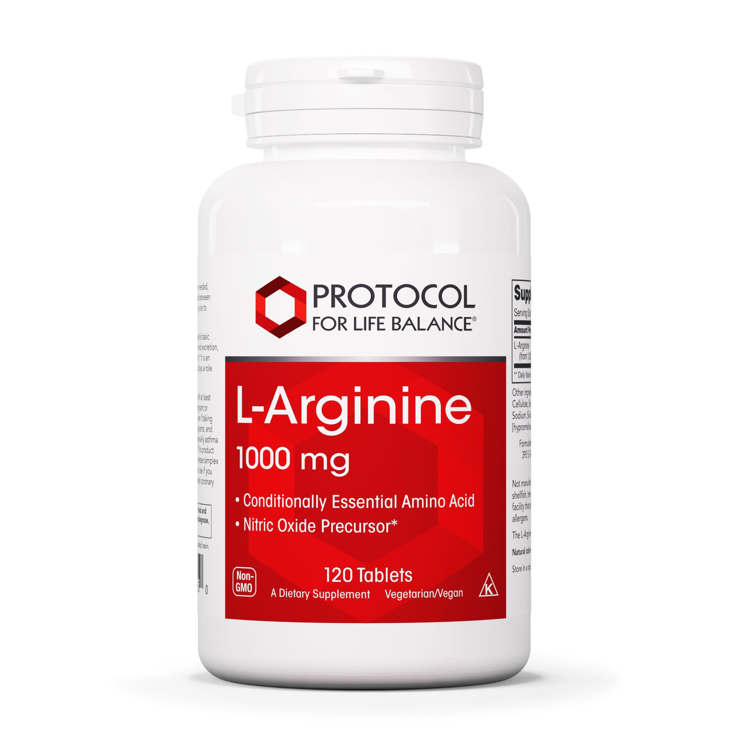 PROTOCOL FOR LIFE BALANCE L-ARGININA 1000MG: cápsulas veganas para apoyo diario de aminoácidos.