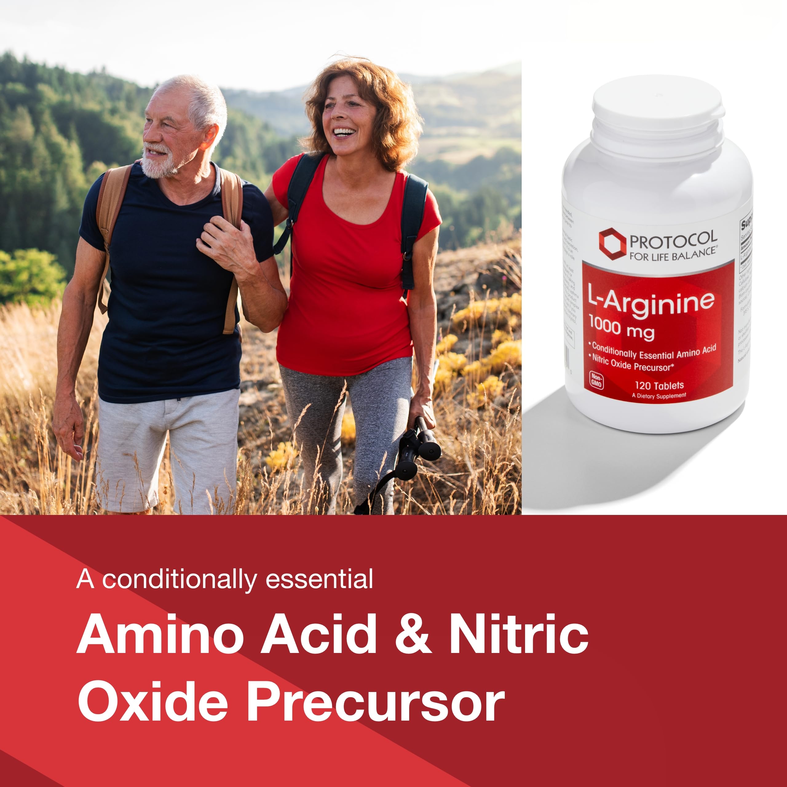 PROTOCOL FOR LIFE BALANCE L-ARGININA 1000MG: etiqueta frontal que destaca ingredientes clave.