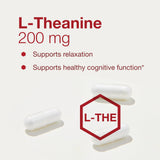 Capsulas apiladas de PROTOCOL FOR LIFE BALANCE L-teanina 200mg para uso diario.