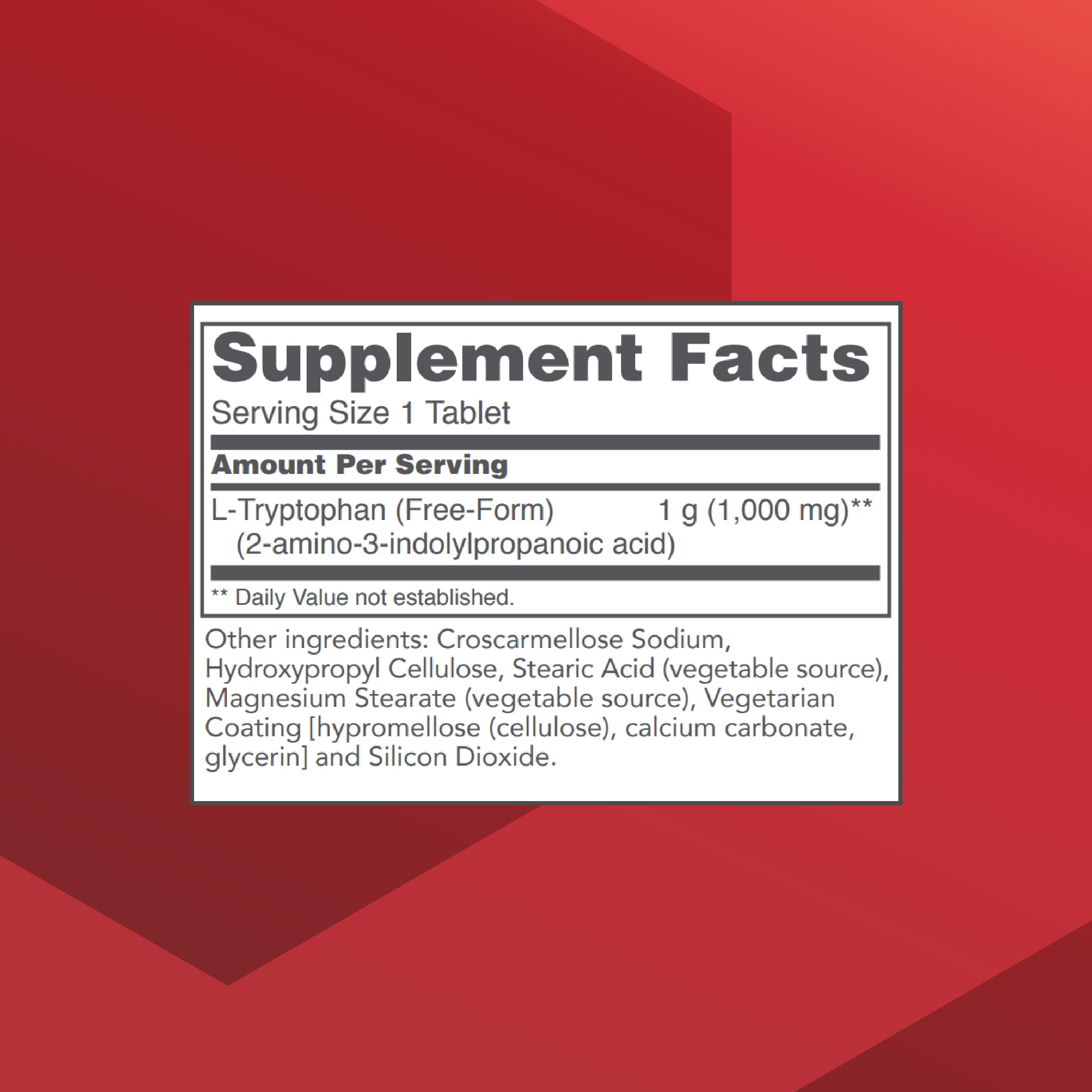 PROTOCOL FOR LIFE BALANCE L-Tryptophan 1000mg botella, cómoda para la rutina diaria