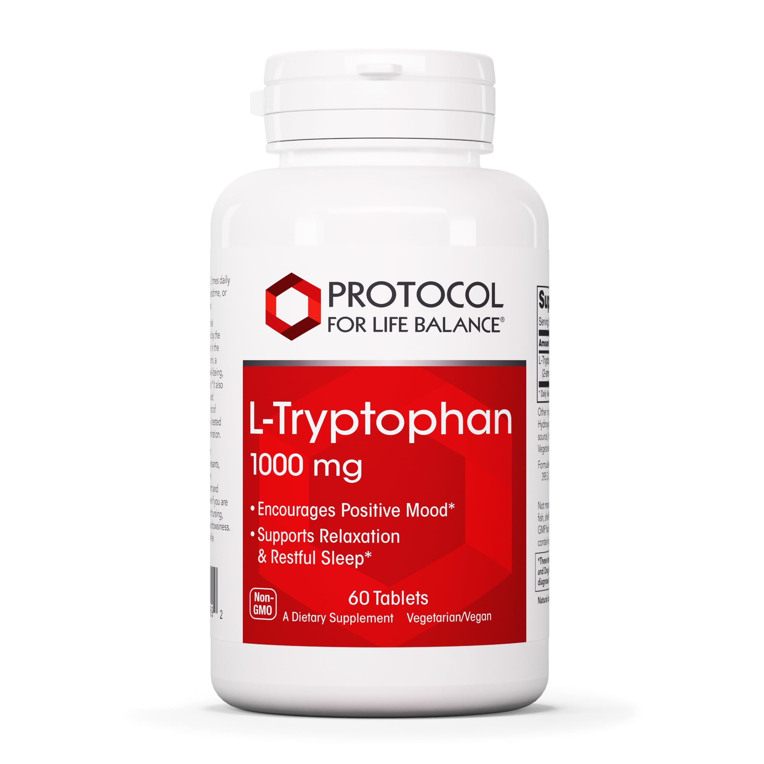 PROTOCOL FOR LIFE BALANCE L-Tryptophan 1000mg tabletas para relajación nocturna