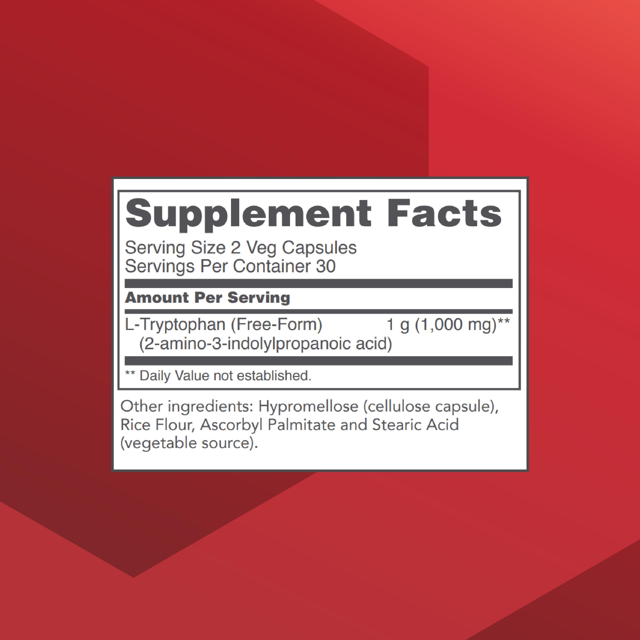 Cápsulas de PROTOCOL FOR LIFE BALANCE L-Tryptophan 500mg, primer plano, relajación potencial.