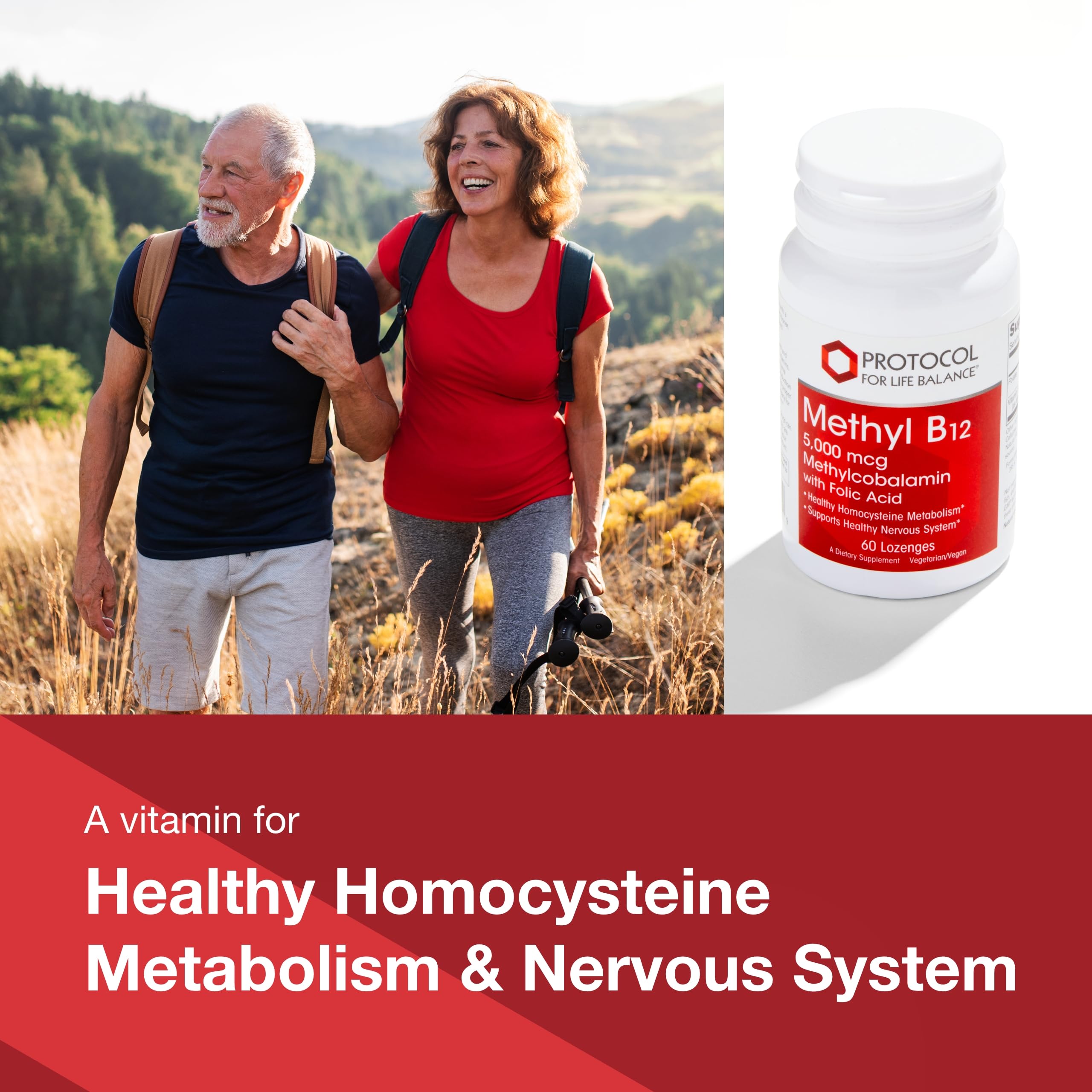 PROTOCOL FOR LIFE BALANCE Methyl B12 5,000mcg tableta seca en mano, uso diario práctico