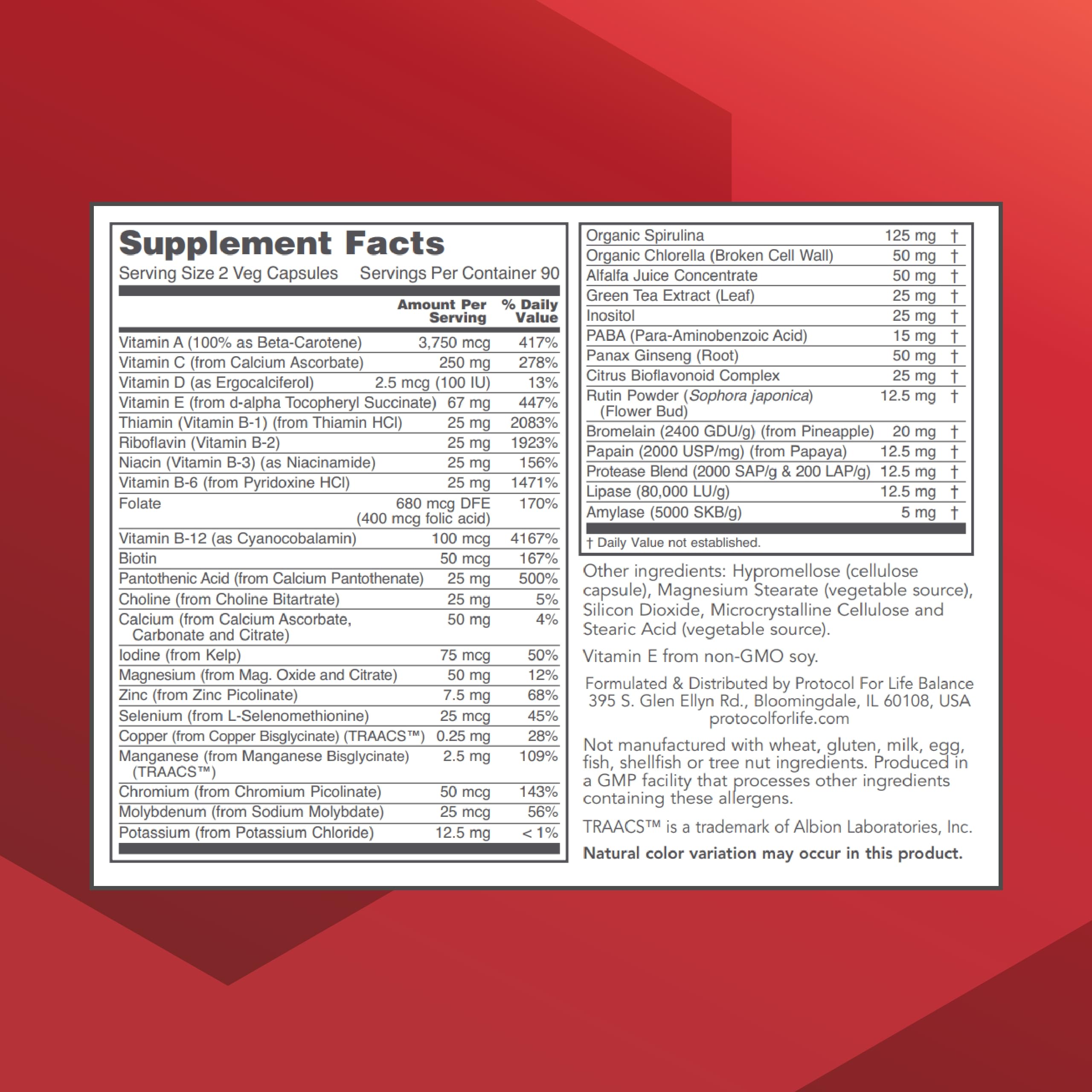 PROTOCOL FOR LIFE BALANCE Ortho Multi Greens: ingredientes verdes, apoyo natural para la energía.
