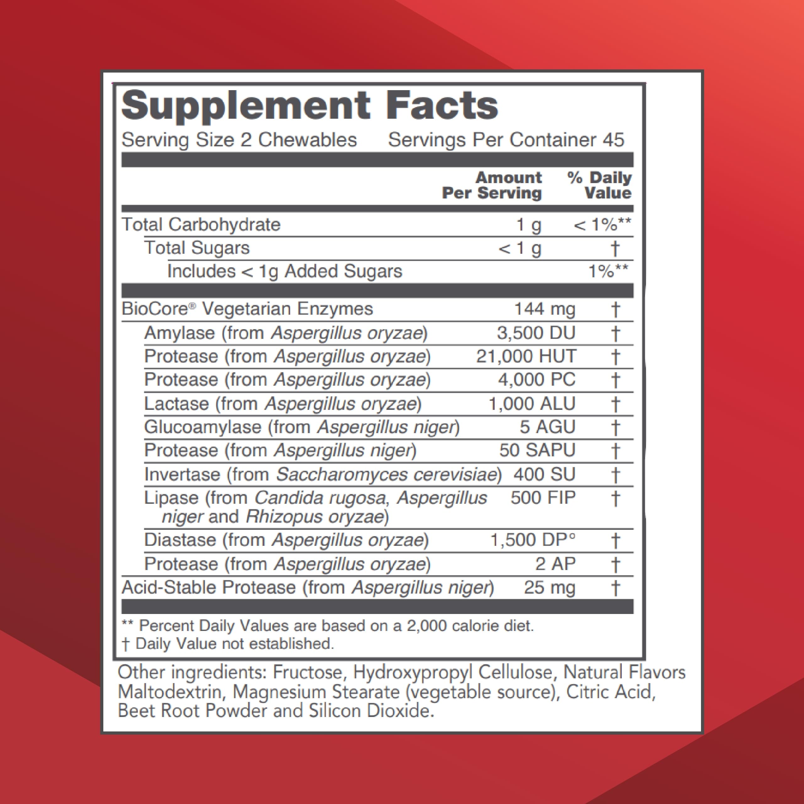 PROTOCOL FOR LIFE BALANCE Protozymes: envase de tabletas masticables para apoyar la lactosa