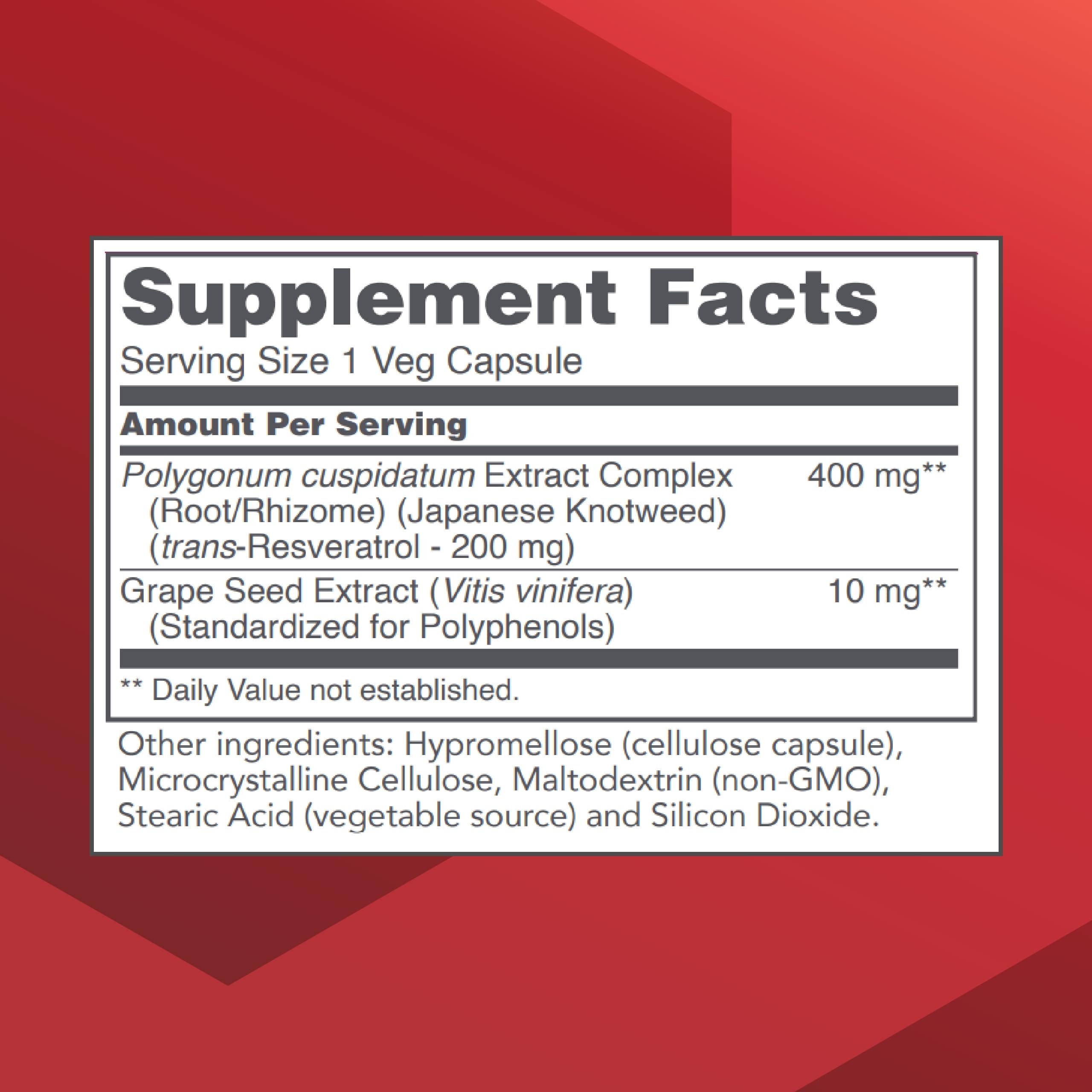 Resveratrol en cápsula de PROTOCOL FOR LIFE BALANCE para uso diario