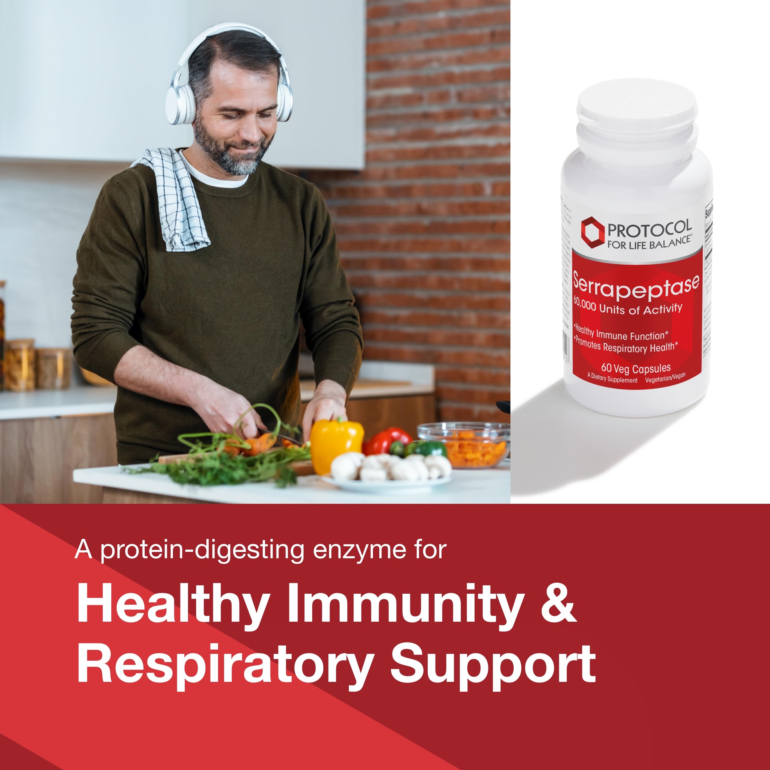 PROTOCOL FOR LIFE BALANCE Serrapeptase, foco respiratorio, uso diario para confort respiratorio.