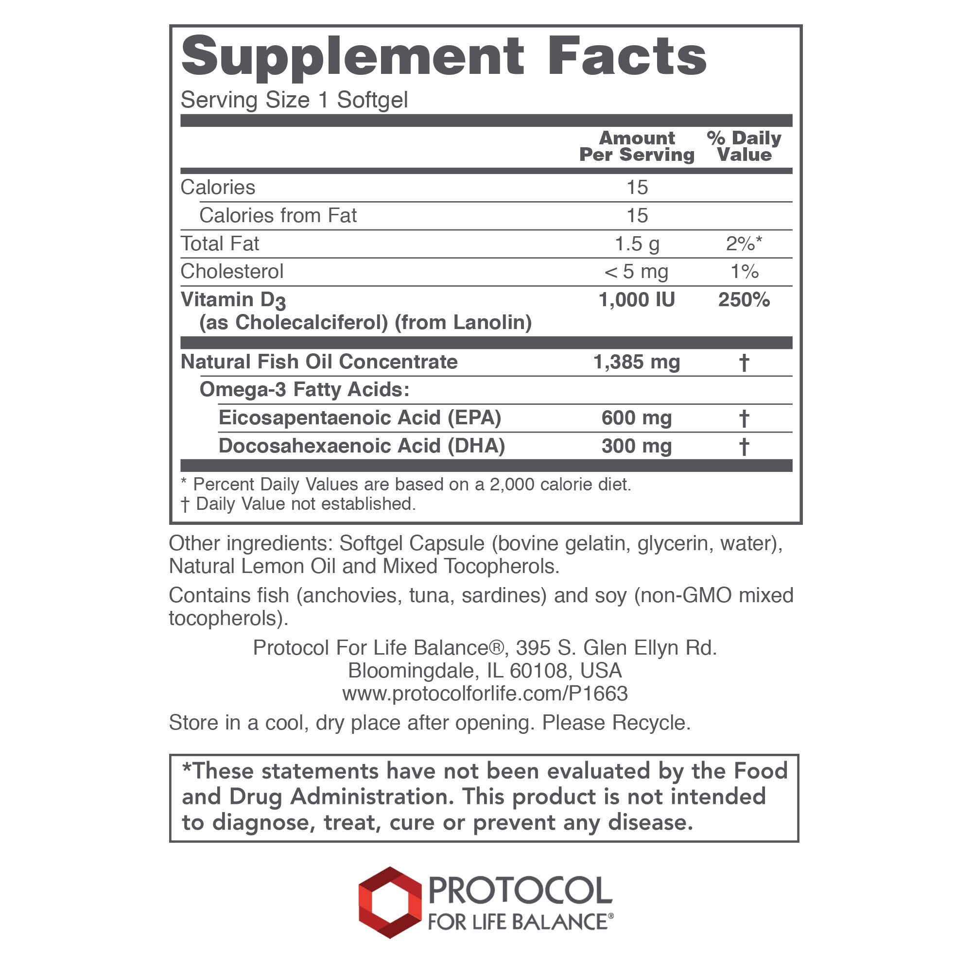 PROTOCOL FOR LIFE BALANCE Ultra Omega 3-D cápsulas suaves para DHA EPA y vitamina D3