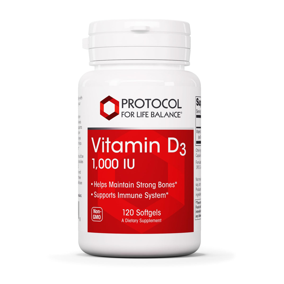PROTOCOL FOR LIFE BALANCE Vitamina D3 1000UI en cápsulas para huesos sanos.
