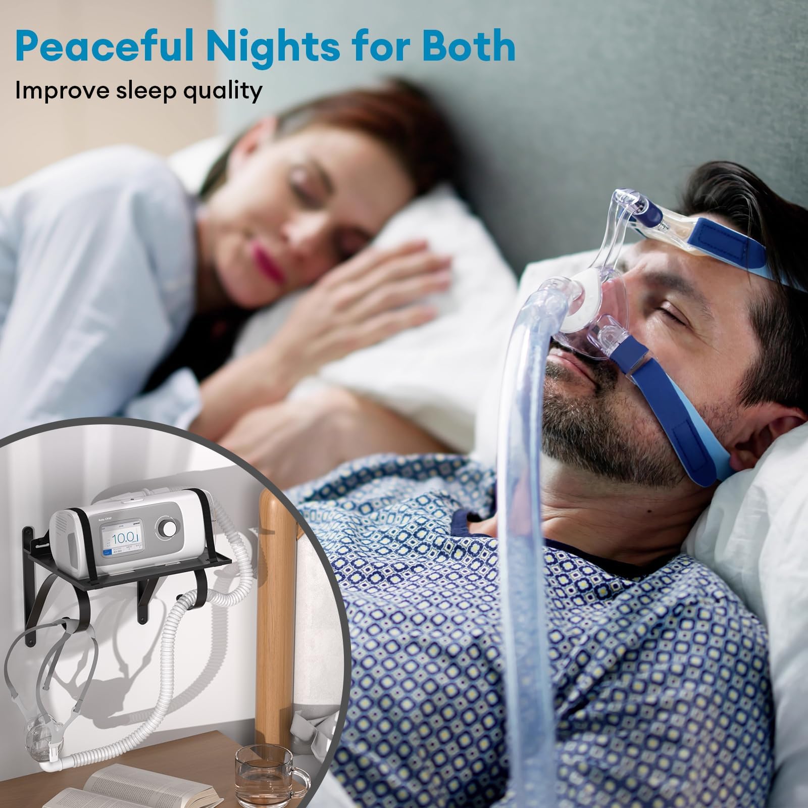 ProtoRack: estructura de metal resistente con base estable para CPAP.