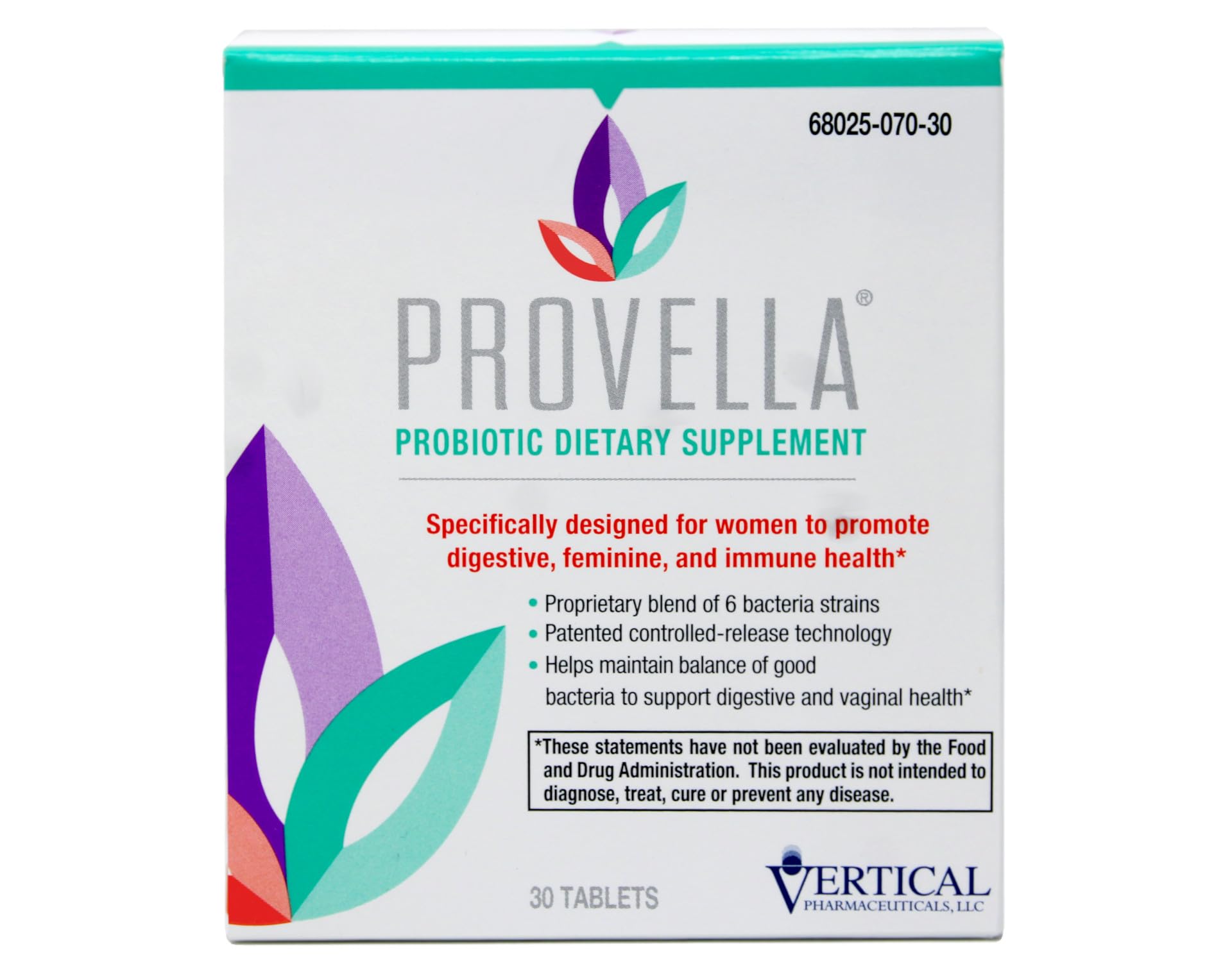 Provella: botella de tabletas probióticas para equilibrio digestivo.