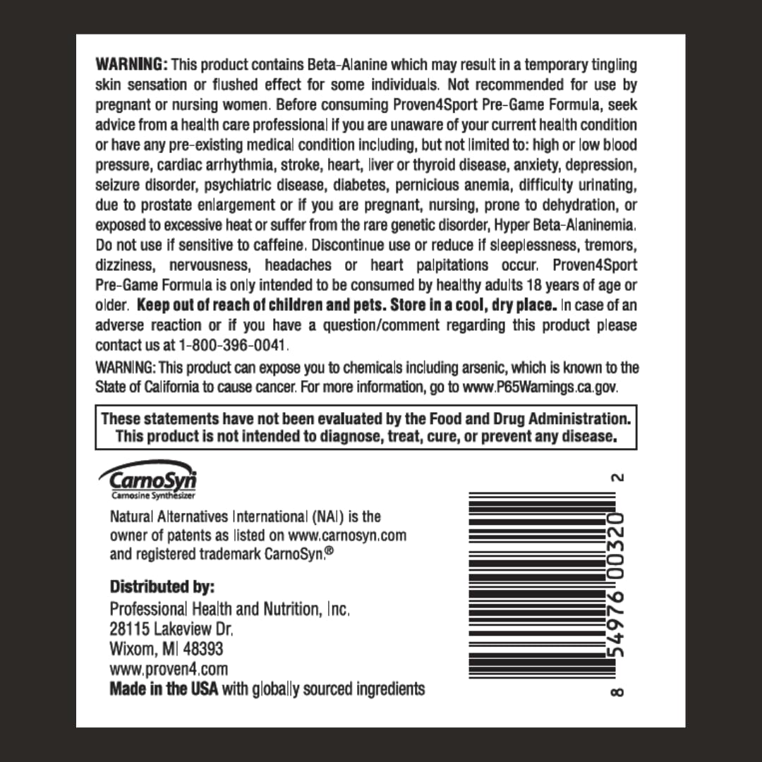 Proven4 Pre Workout Creatina, energía sostenida para entrenos exigentes.