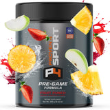 Proven4 Pre Workout Fruta Punch, botella de energía sostenida para entrenar con enfoque.