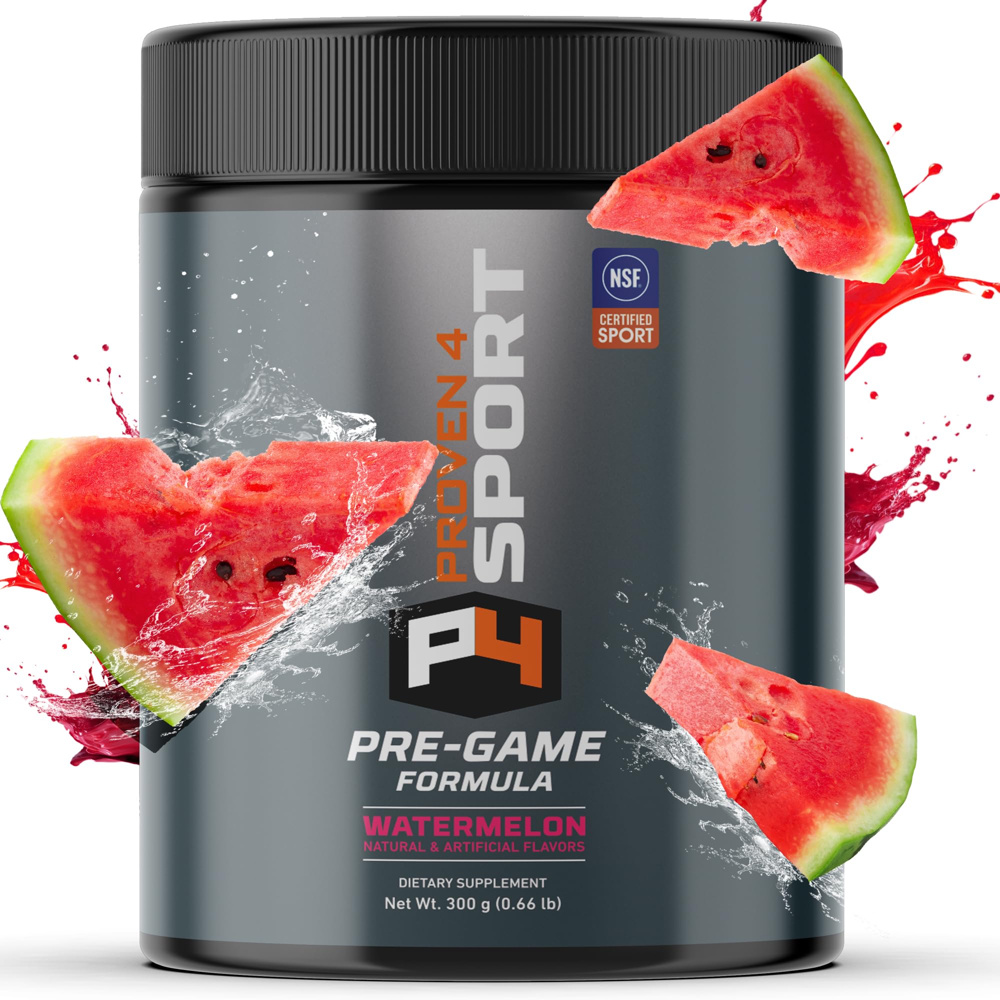 Proven4 Sport Pre Entrenamiento botella con sabor a sandía brinda energía sostenida.