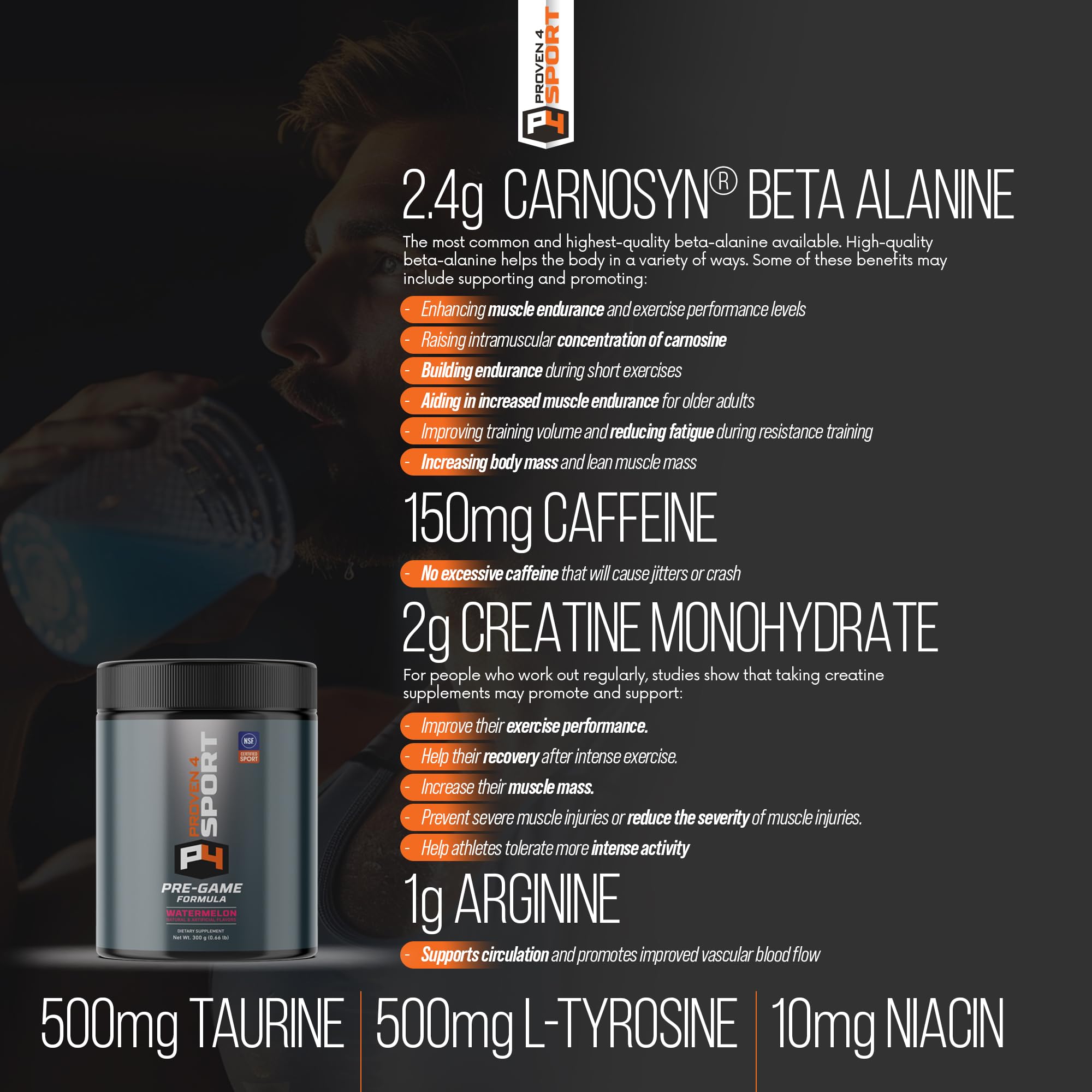 Proven4 Sport Pre Entrenamiento uso diario para entrenamientos consistentes.