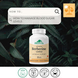 Etiqueta frontal de PROVITA Berberine TPGS destaca la dosis y beneficios para la rutina diaria.