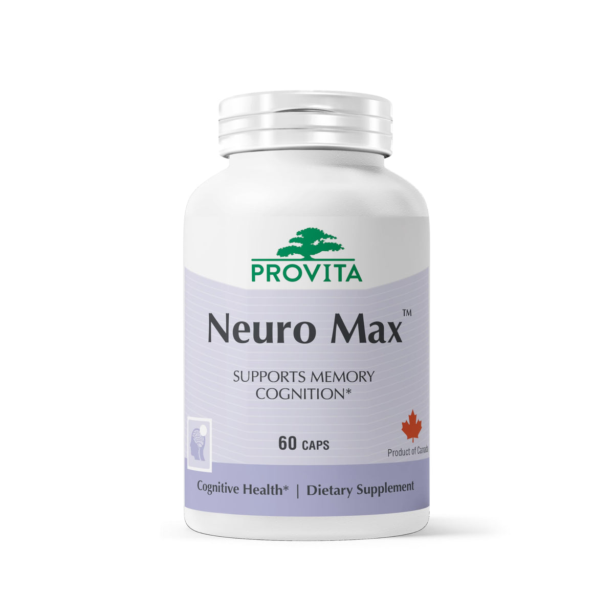PROVITA Neuro Max™, botella frontal, apoyo diario para la concentración.