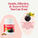 Envase de Prunelax Ciruelax con 60 tabletas, práctico para uso nocturno