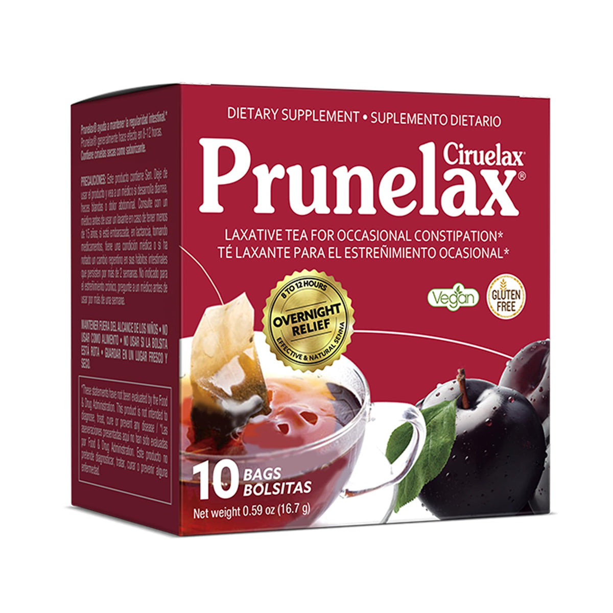 Prunelax Ciruelax te en sacos, infusión suave para la tarde