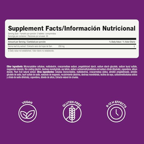 Prunelax tabletas senna natural ingrediente para movimientos suaves