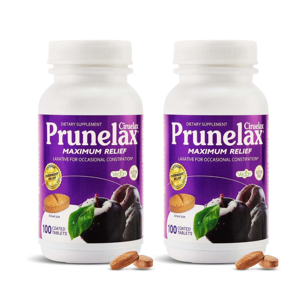 Prunelax tabletas de senna natural para apoyo digestivo suave.
