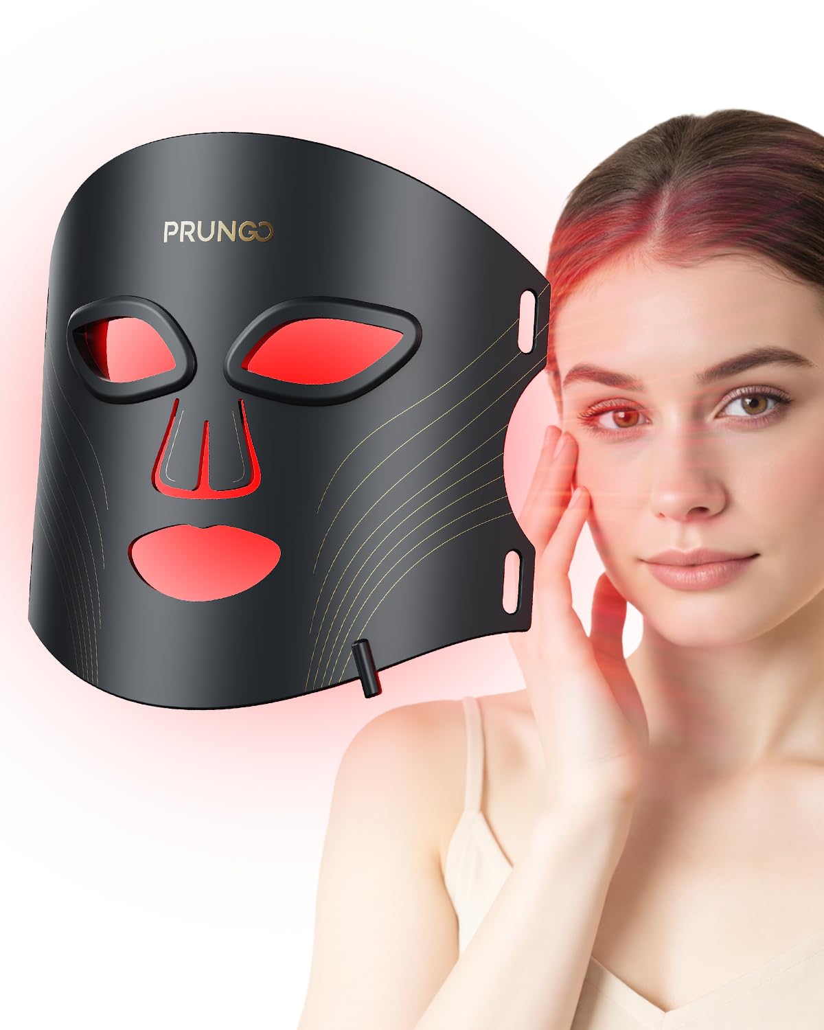 Prungo máscara facial de luz roja para piel suave y luminosa.