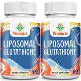 Prunucis glutatión liposomal en botella, soporte antioxidante para uso diario.