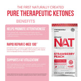 PRÜVIT OS NAT Strawberry Peach, etiqueta clara con indicaciones de uso.