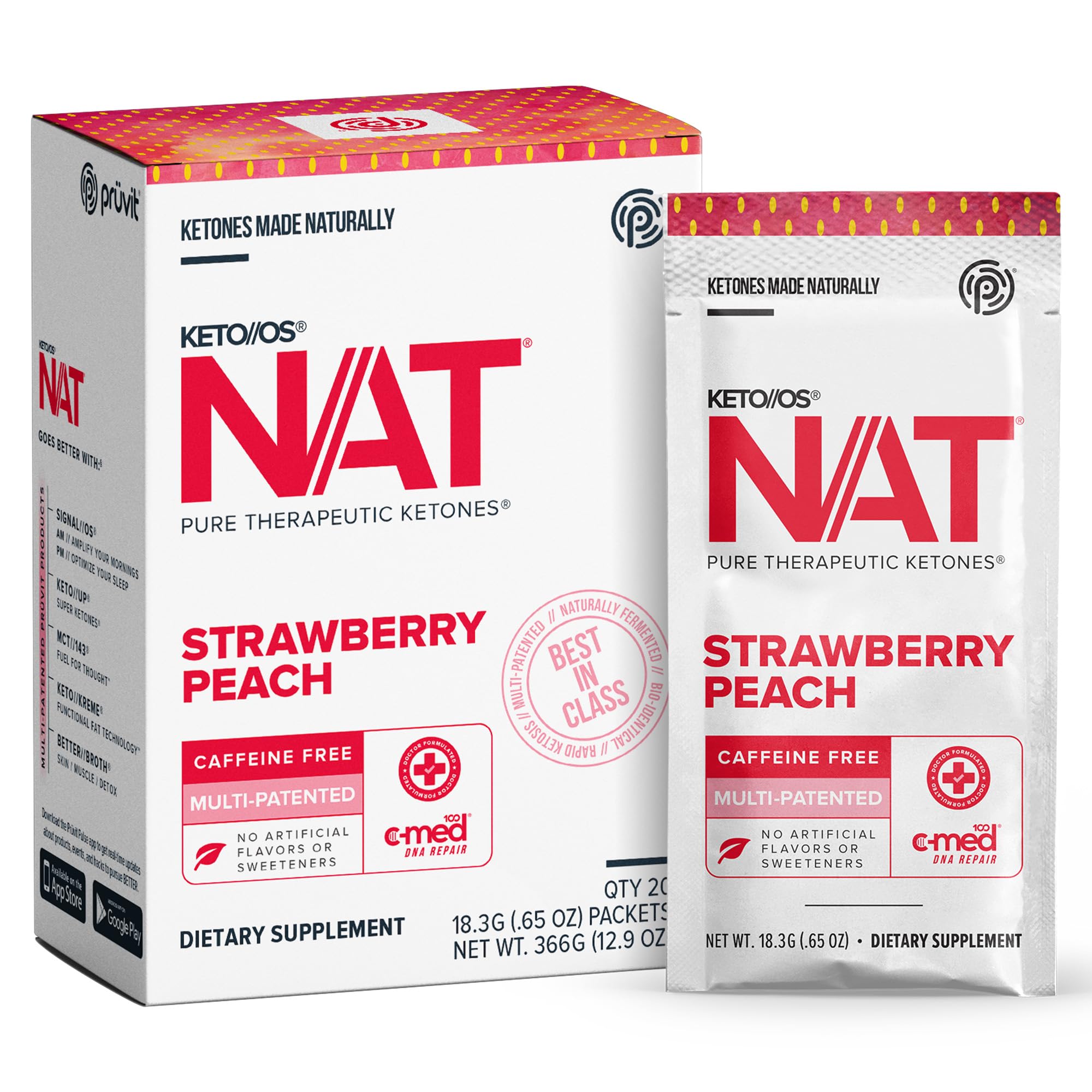 PRÚVIT OS NAT Strawberry Peach, sobre para mezclar, facilita la hidratación rápida.