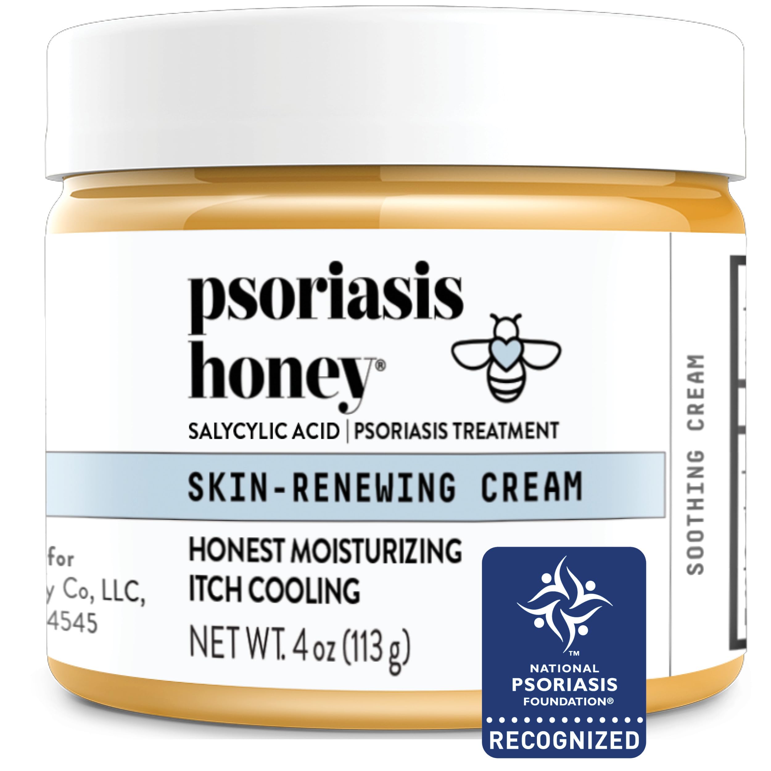 PSORIASIS HONEY crema renovadora, envase 4oz, hidrata y suaviza la piel.