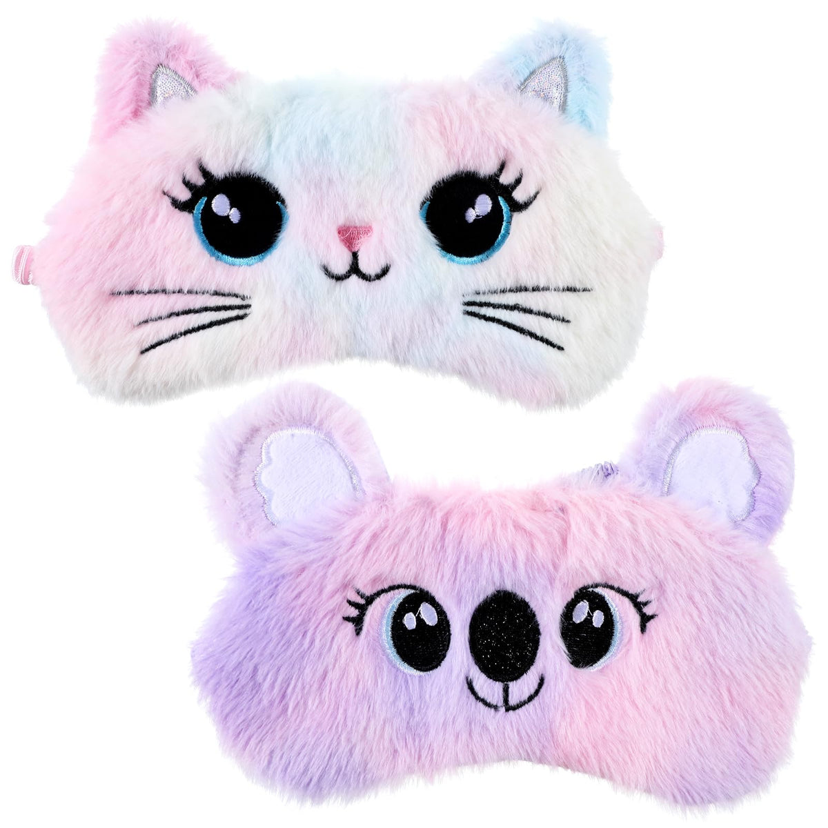Mascarilla de Psyqtsuary con gato de peluche, ideal para dormir cómodo y relajante.