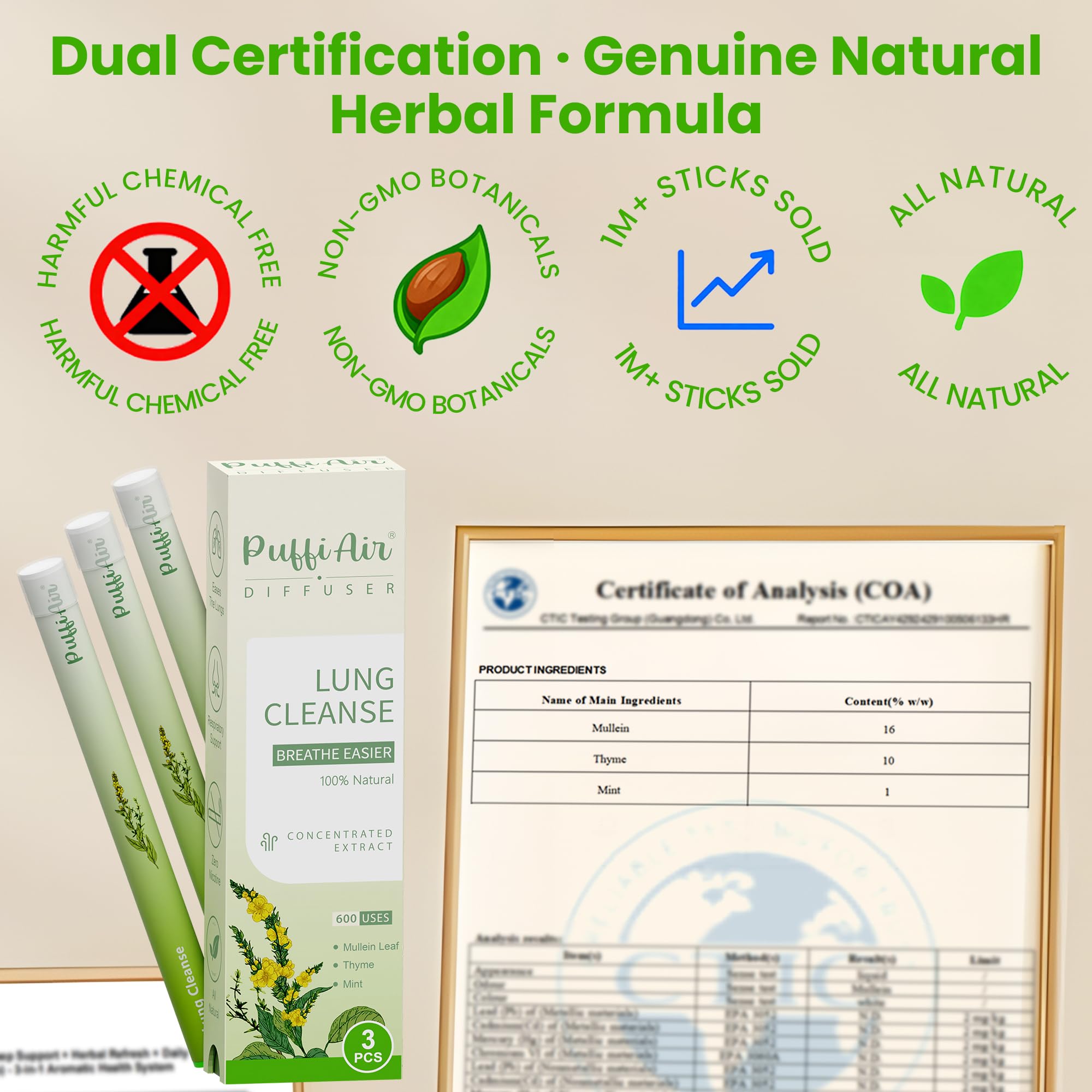 PUFFIAIR empaque-difusor herbal para regalo o compra repetida
