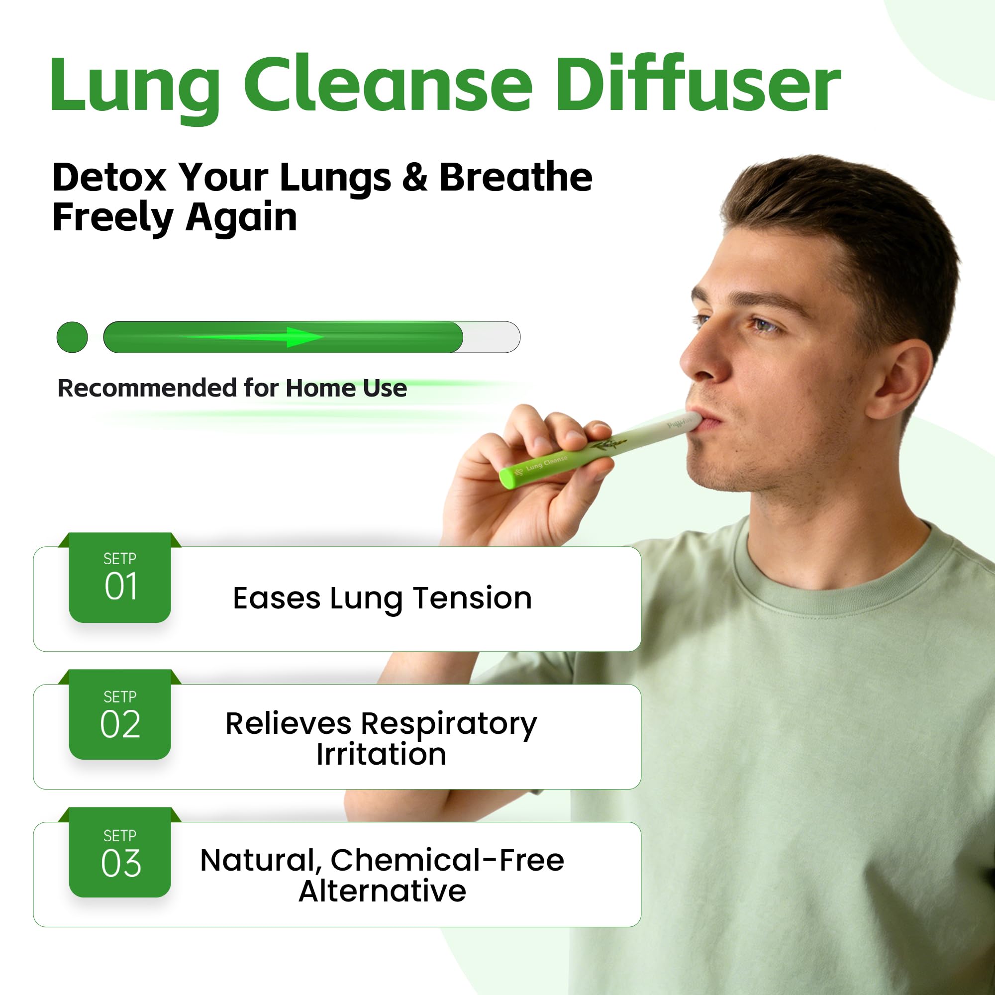 PUFFIAIR energía-difusor cafeína natural para concentración en el trabajo.
