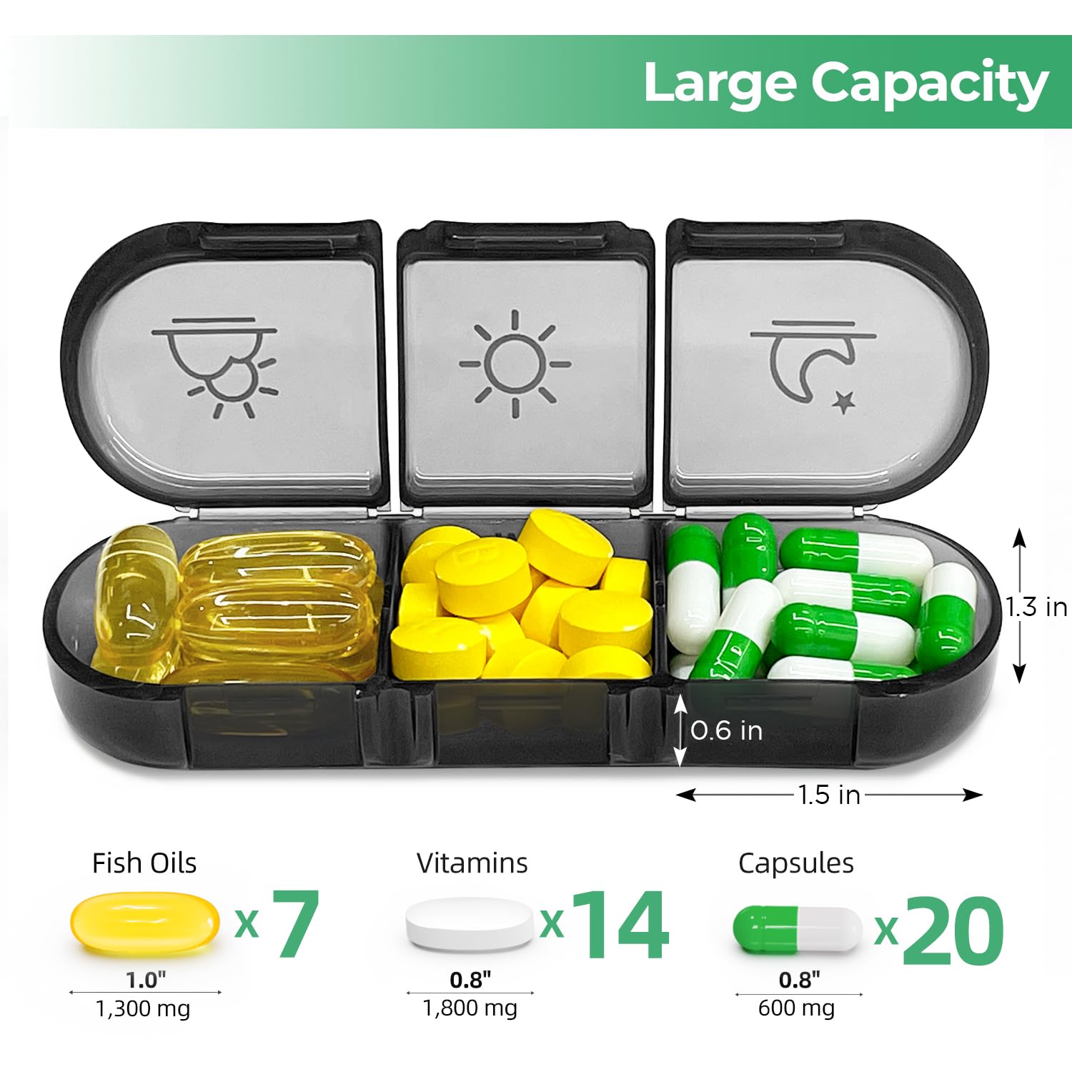 PULIV Estuche de pastillas durable sin BPA para uso diario seguro.