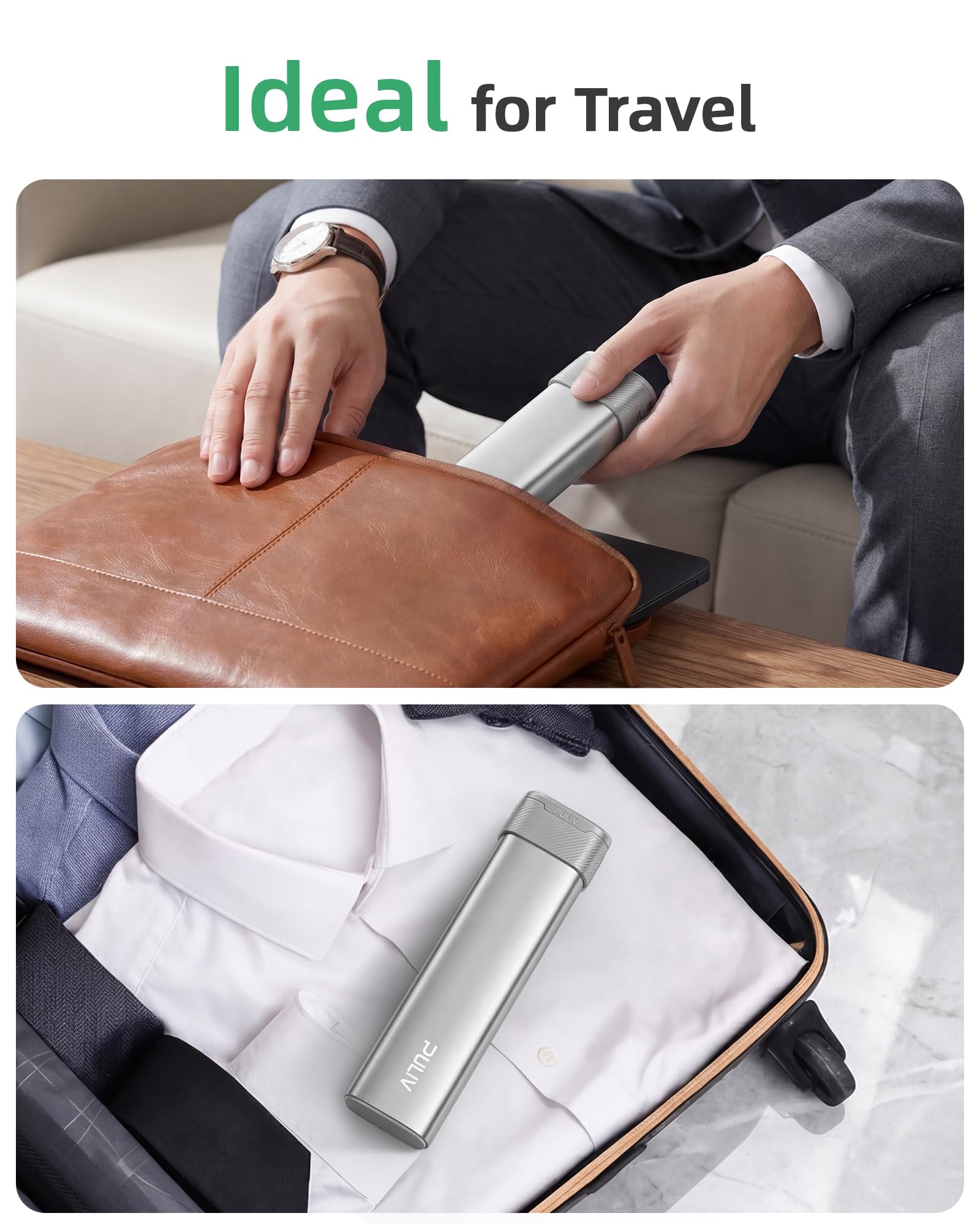 Puliv diseño compacto para llevar en bolso o maletín.