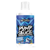 Pump Sauce botella 32oz con tiburones gomosos para entrenamientos sin cafeína y mayor bombeo.