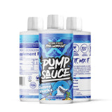 Pump Sauce etiqueta detalle destaca ingredientes clave para bombeo y resistencia.