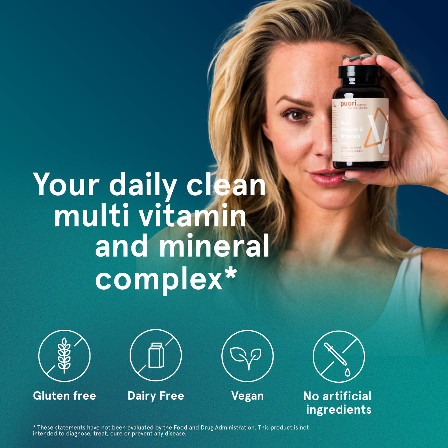 Puori Vegano Multivitamínico, dosis diaria recomendada, ayuda a mantener funciones normales.