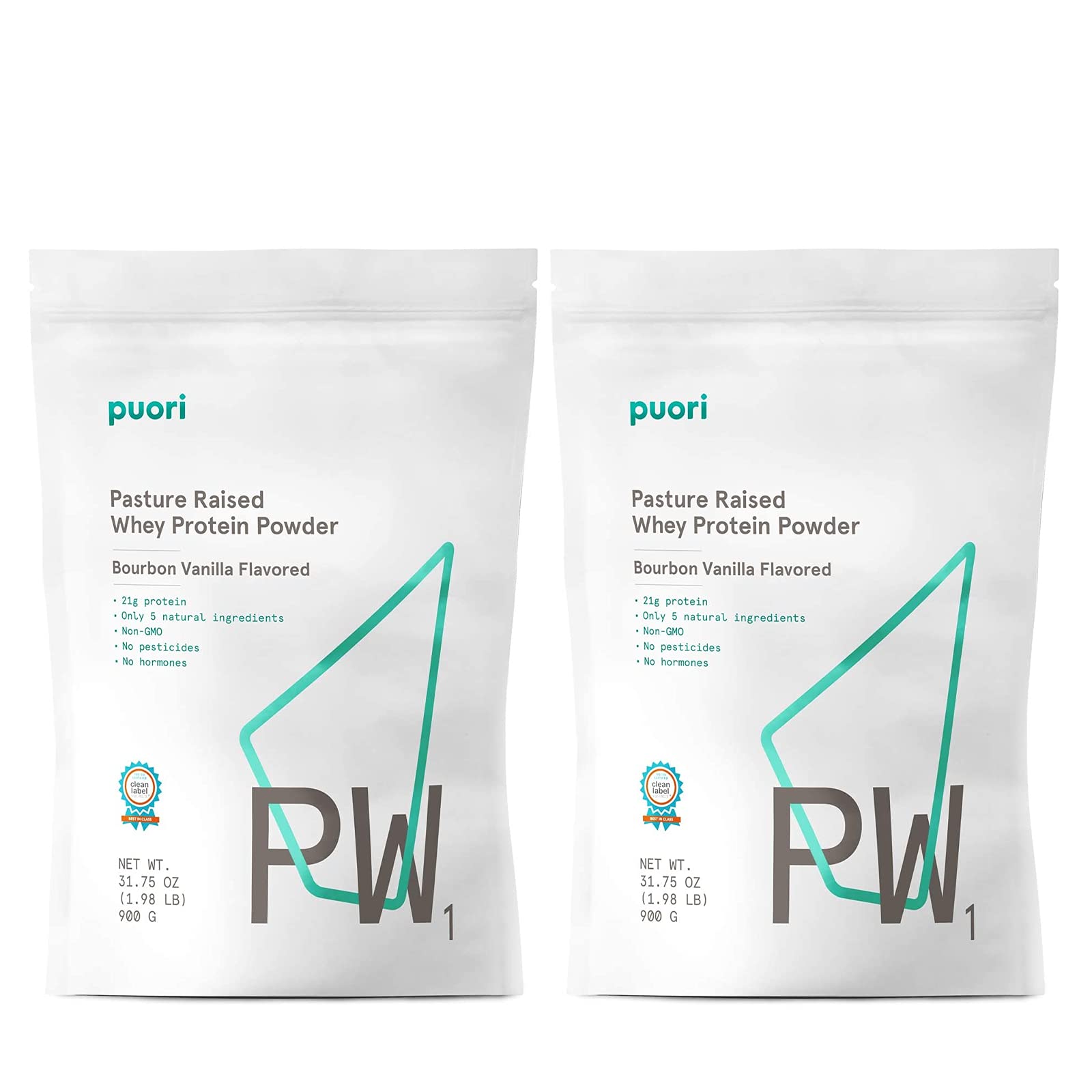 Puori PW1 Proteína de Suero, polvo de vainilla bourbon en lata, ideal para recuperación.