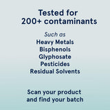 Puori PW1 label emphasizes purity and transparent testing results