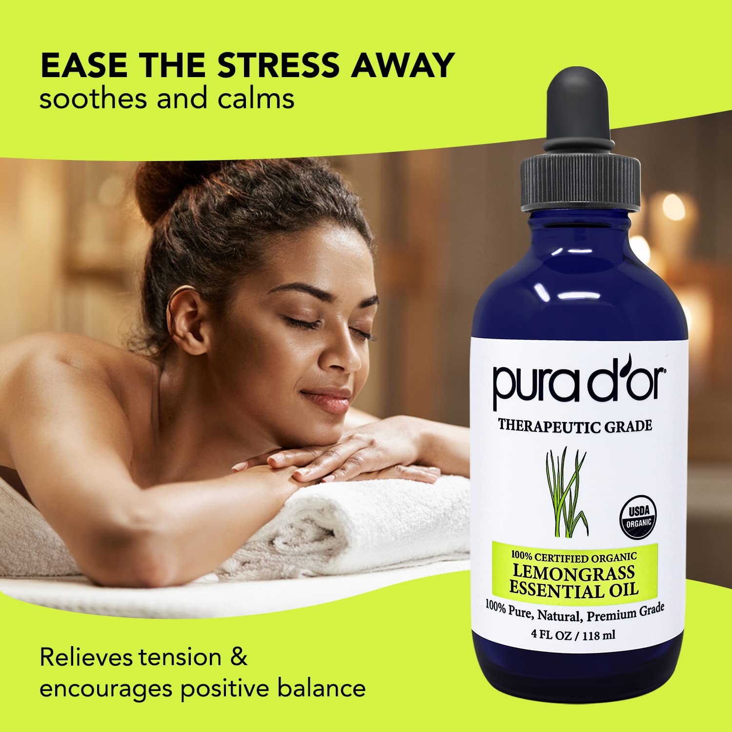 PURA D'OR Lemongrass, cuidado capilar para fortalecimiento de folículos.