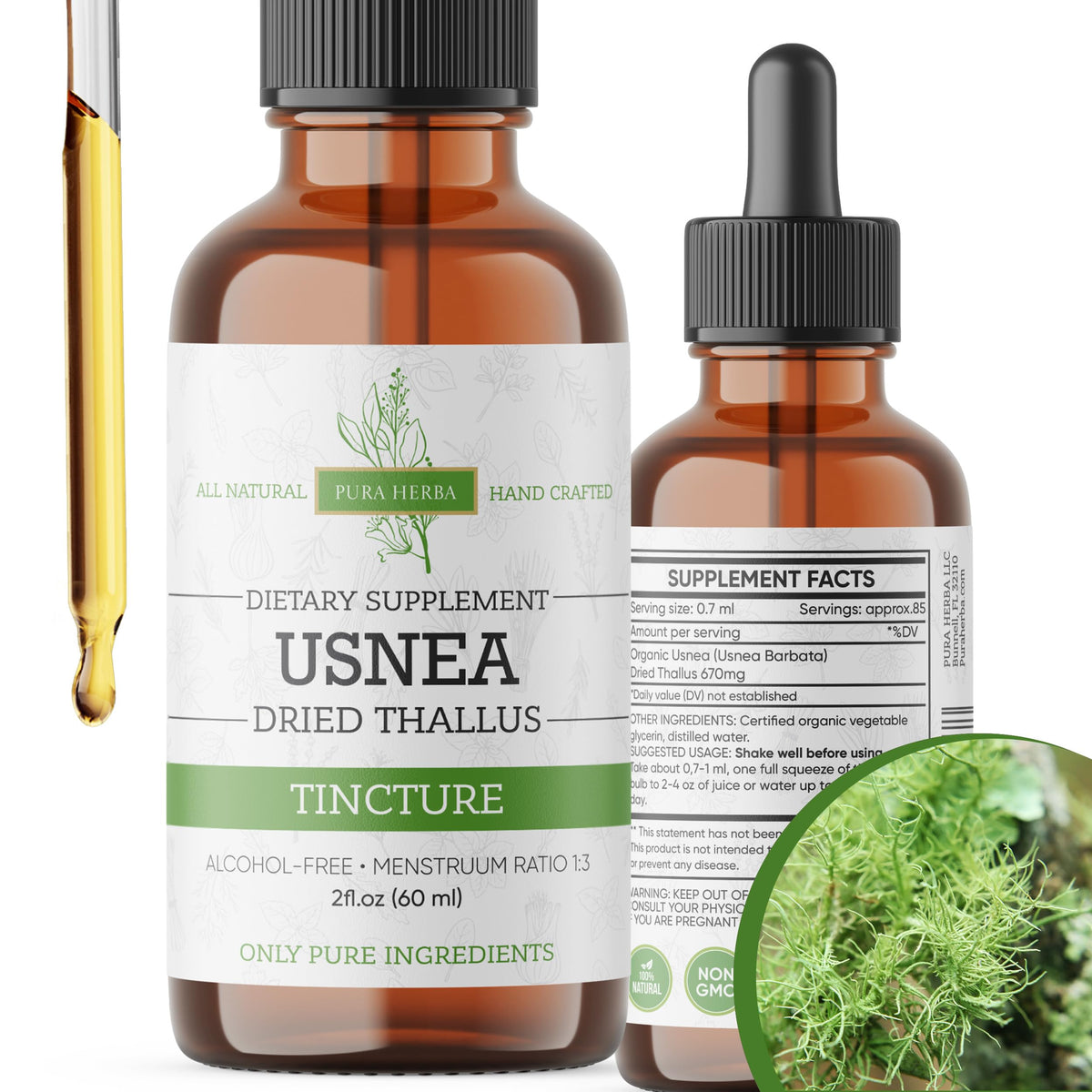 Pura Herba Usnea Orgánico – bote de gotas para apoyo inmune