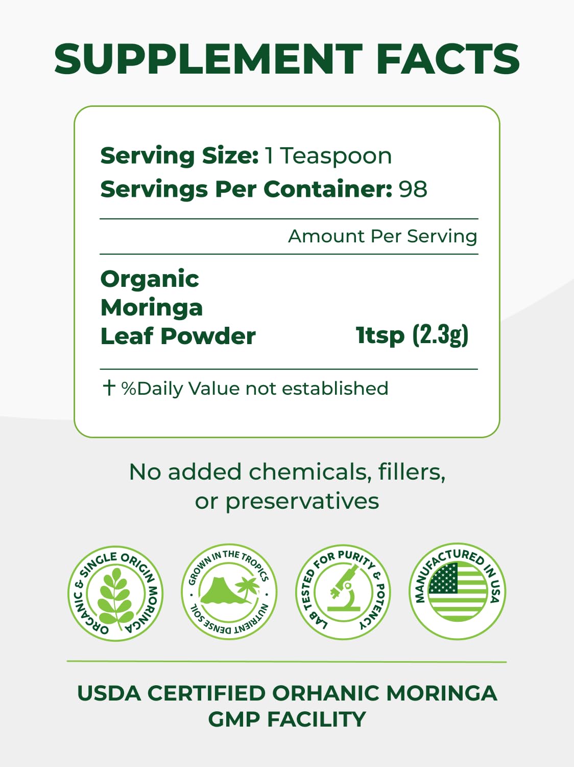 PURA VIDA MORINGA: proceso sin máquina para retener nutrientes.