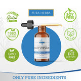 Pura Herba Blue Vervain, etiqueta visible, tinte orgánico sin alcohol.