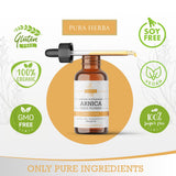 Pura Herba Arnica Extracto con etiqueta destacada, opción vegetal sin alcohol para tu rutina.