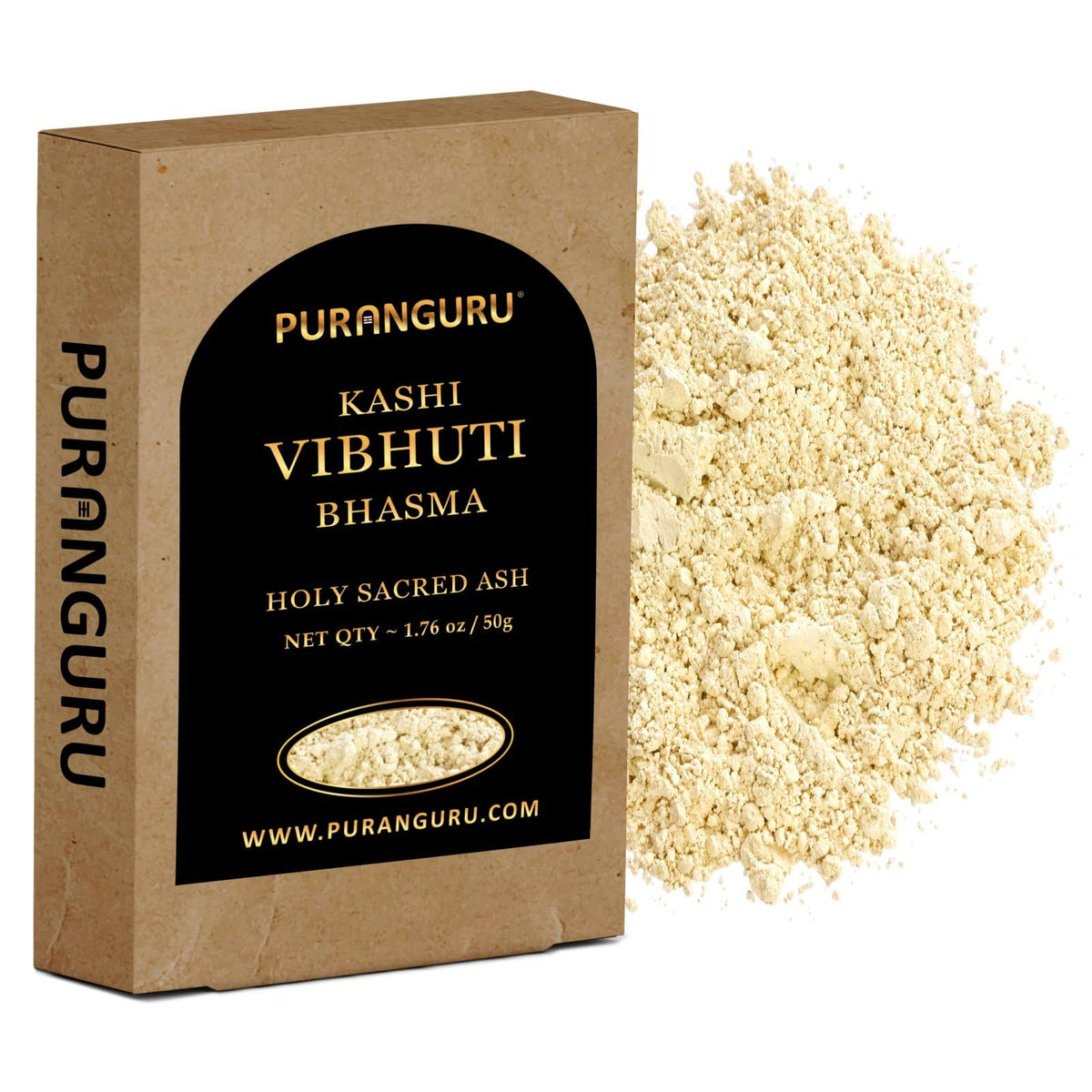 PURANGURU Kashi Vibhuti Powder, polvo de 50 g, aroma fragante para rituales.
