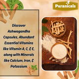 Puranicals Ashwagandha Premium: cápsulas junto a la etiqueta para verificar puridad.
