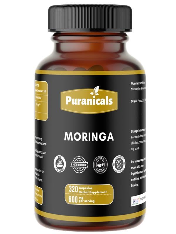 Puranicals Moringa Premium cápsulas 320, formato práctico para la rutina diaria.