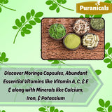 Polvo de hoja moringa en cápsulas de Puranicals Moringa Premium.